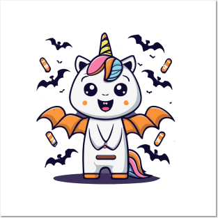 The Bat Unicorn Halloween Cute unicorn Posters and Art